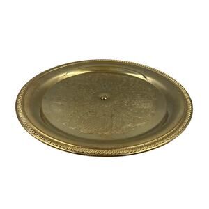 Vintage Decorative Gold Tone Footed Platter Serving Tray Victorian Cottage Core